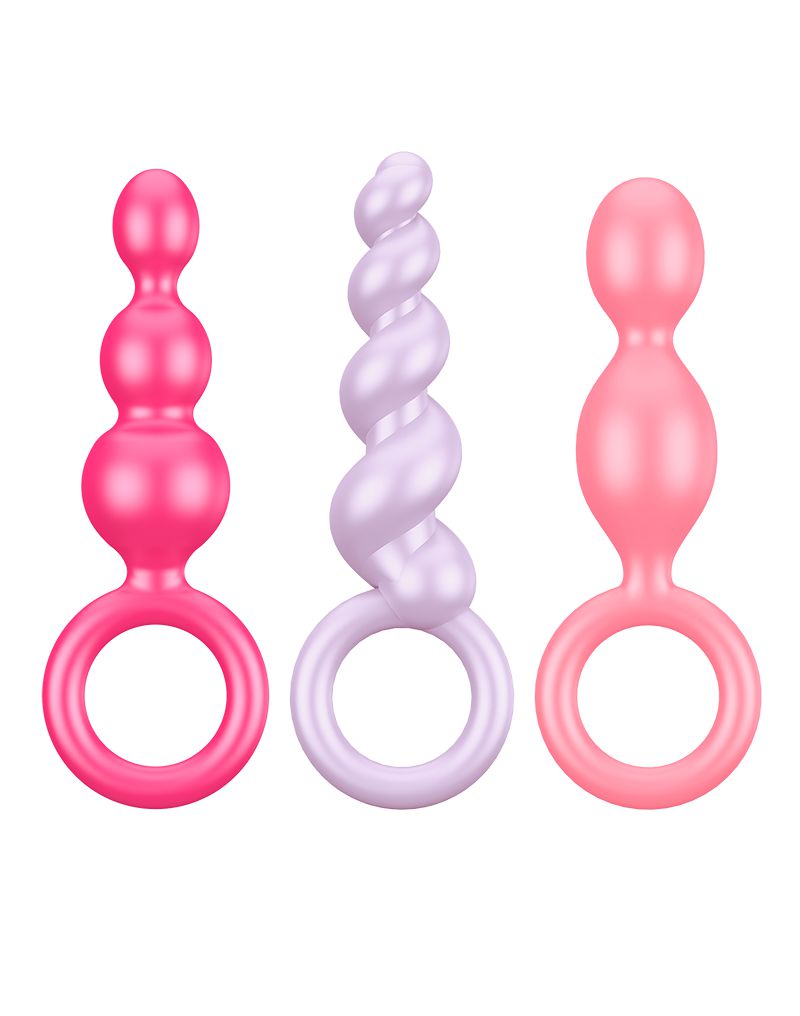 Satisfyer - Booty Call - Anaal Plugs - Set Van 3 - Roze/Lila/Fuchsia-Erotiekvoordeel.nl