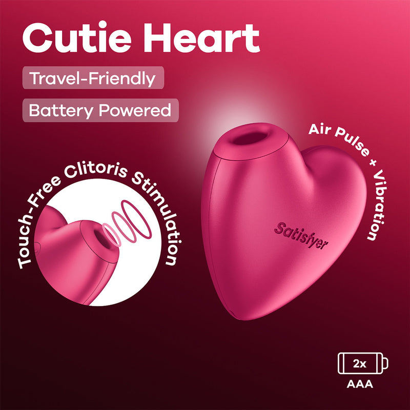 Satisfyer - Cutie Heart - Luchtdruk Vibrator - Op Batterijen - Roze-Erotiekvoordeel.nl