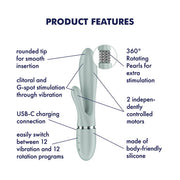 Satisfyer - Pearl Bunny 2 - Rotierender Rabbit-Vibrator - Graugrün - Erotiekvoordeel.nl