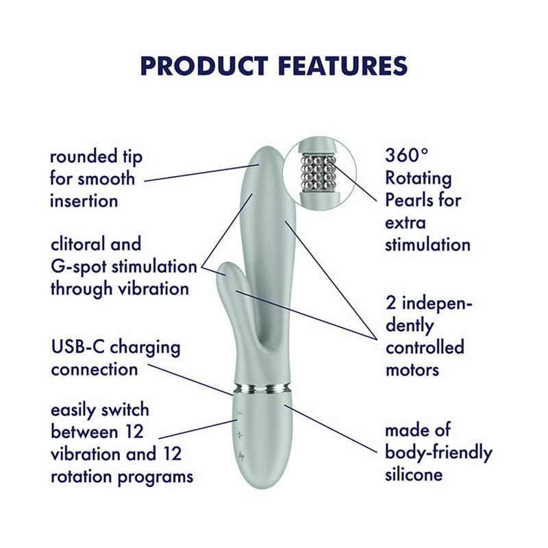 Satisfyer - Pearl Bunny 2 - Rotierender Rabbit-Vibrator - Graugrün - Erotiekvoordeel.nl