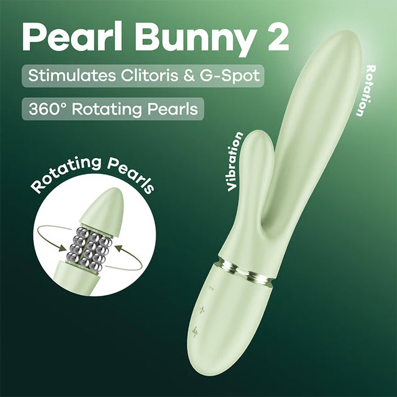 Satisfyer - Pearl Bunny 2 - Rotierender Rabbit-Vibrator - Hellgrün - Erotiekvoordeel.nl