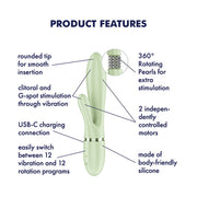 Satisfyer - Pearl Bunny 2 - Rotierender Rabbit-Vibrator - Hellgrün - Erotiekvoordeel.nl