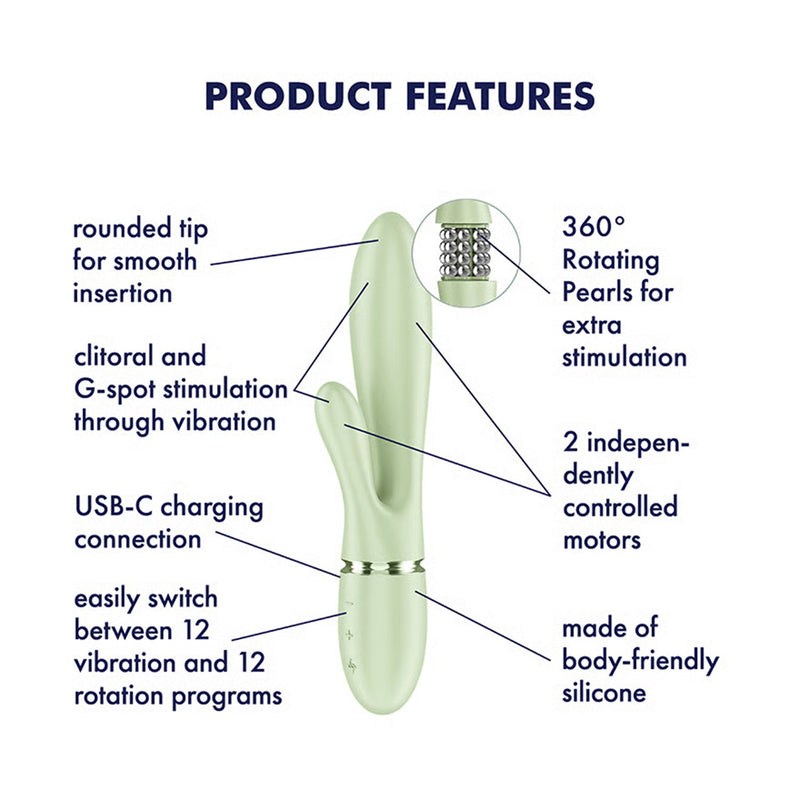 Satisfyer - Pearl Bunny 2 - Rotierender Rabbit-Vibrator - Hellgrün - Erotiekvoordeel.nl