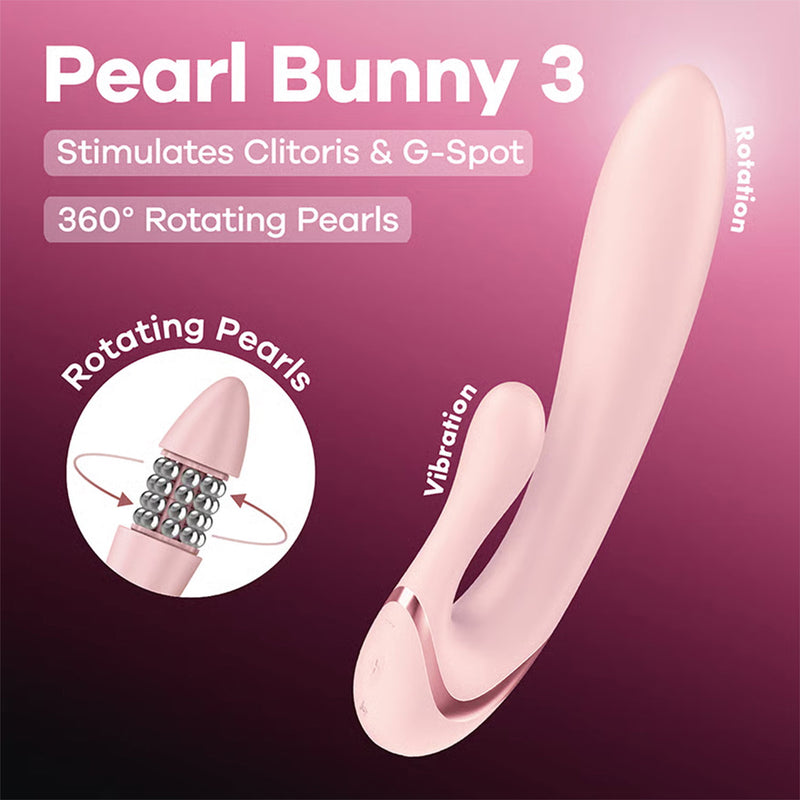 Satisfyer - Pearl Bunny 3 - Rotierender Rabbit-Vibrator - Rosa - Erotiekvoordeel.nl