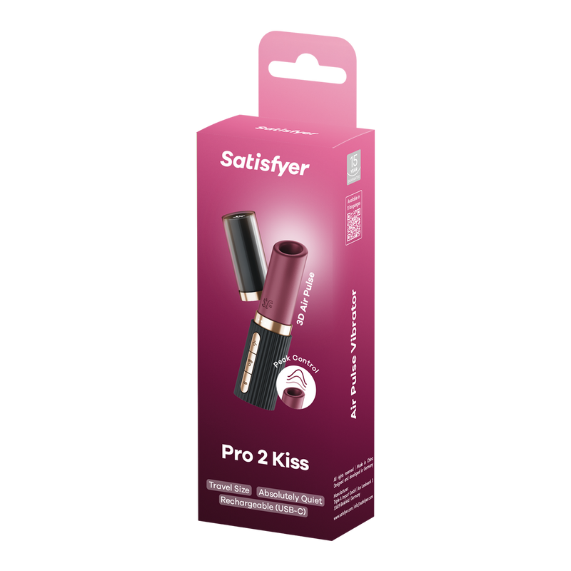 Satisfyer Pro 2 Kiss – Lipstick Vibrator with 3D Air Pulse Technology - Black-Erotiekvoordeel.nl