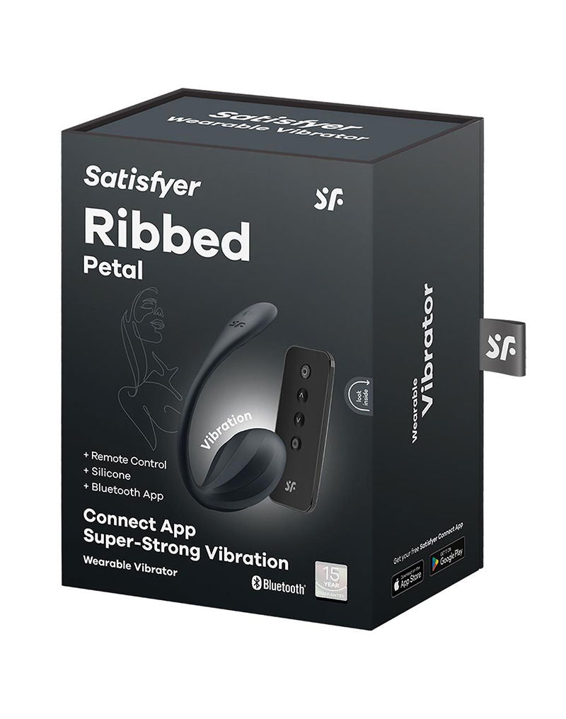 Satisfyer - Ribbed Petal - Vibratore portatile - Vibratore per tanga - Uovo vibrante - Nero-Erotiekvoordeel.nl