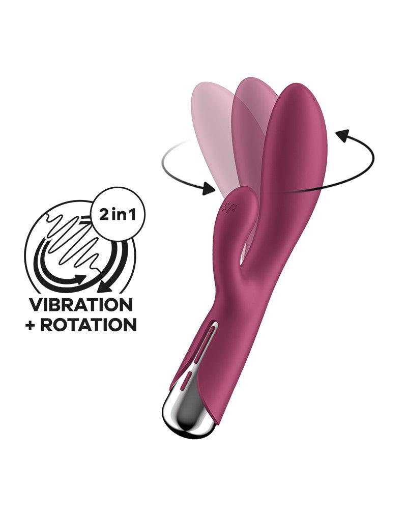Satisfyer - Spinning Rabbit 1 - Obrotowy I Wibrujący Wibrator Typu Rabbit - Czerwony-Erotiekvoordeel.nl