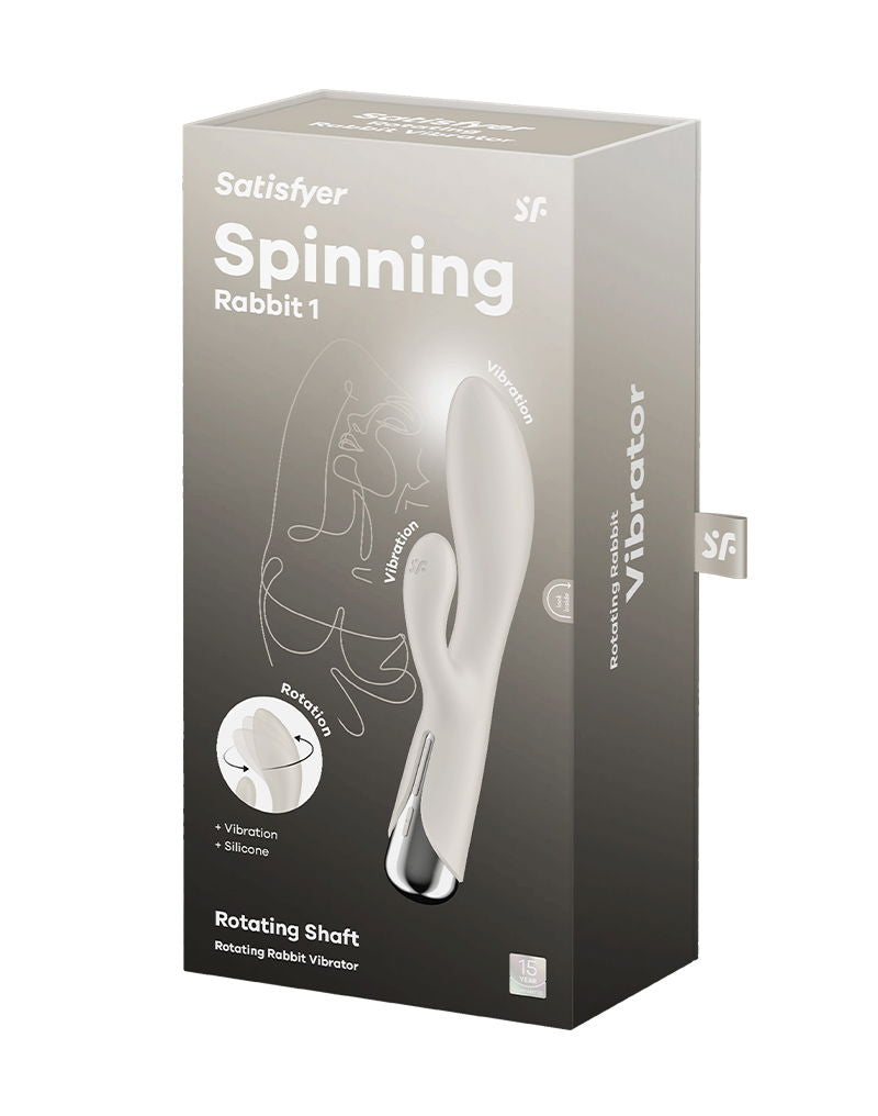 Satisfyer - Spinning Rabbit 1 - Vibratore Rabbit rotante e vibrante - Vibratore Tarzan - Beige-Erotiekvoordeel.nl