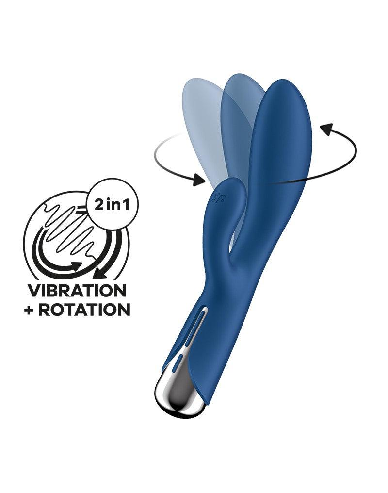 Satisfyer - Spinning Rabbit 1 - Roterende en Vibrerende Rabbit Vibrator - Blauw-Erotiekvoordeel.nl