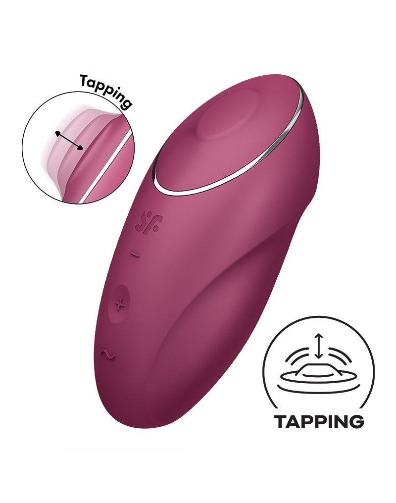 Satisfyer - Tap & Climax 1 - Vibrating Clitoral Vibrator with Tap/Tapping Function - Red-Erotiekvoordeel.nl