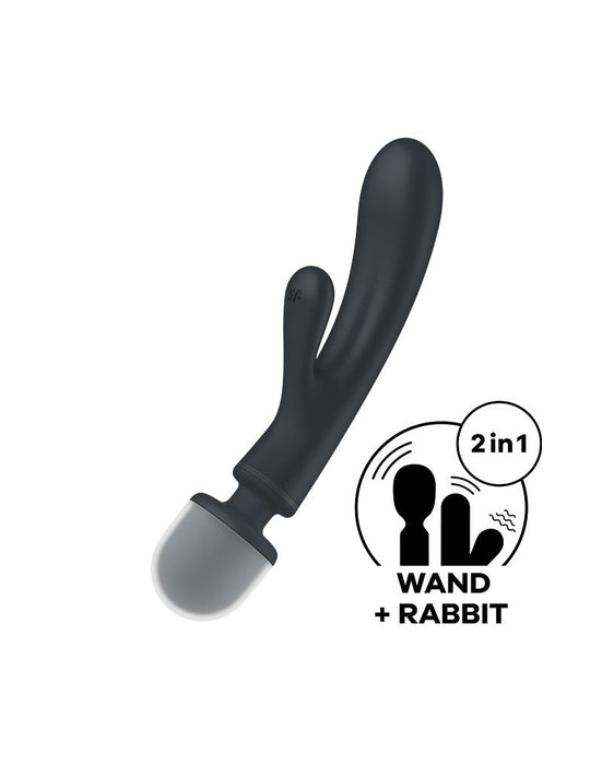 Satisfyer - Triple Lover - 2-in-1 Wand en Rabbit Vibrator - Zwart-Erotiekvoordeel.nl