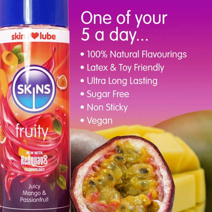 Skins - Mango & Passionfruit - Glijmiddel met Smaakje - Waterbasis - 130 ml-Erotiekvoordeel.nl