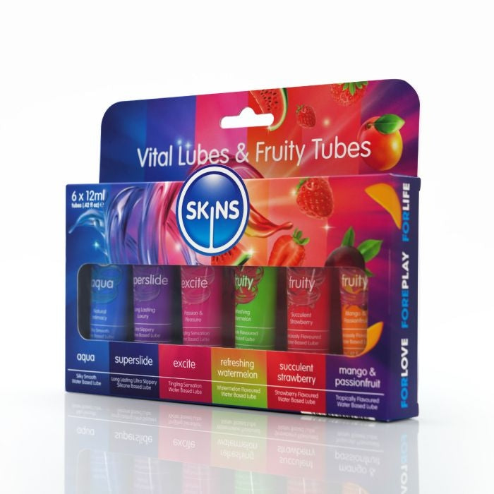 Skins - Sampler Pack Lubricants - Vital & Fruity - 6 x 12 ml-Erotiekvoordeel.nl