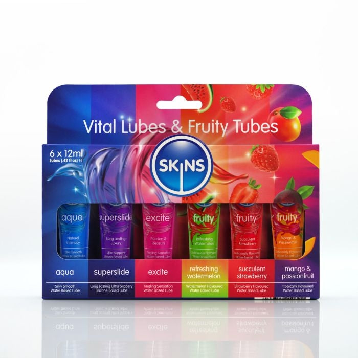 Skins - Sampler Pack Lubricants - Vital & Fruity - 6 x 12 ml-Erotiekvoordeel.nl