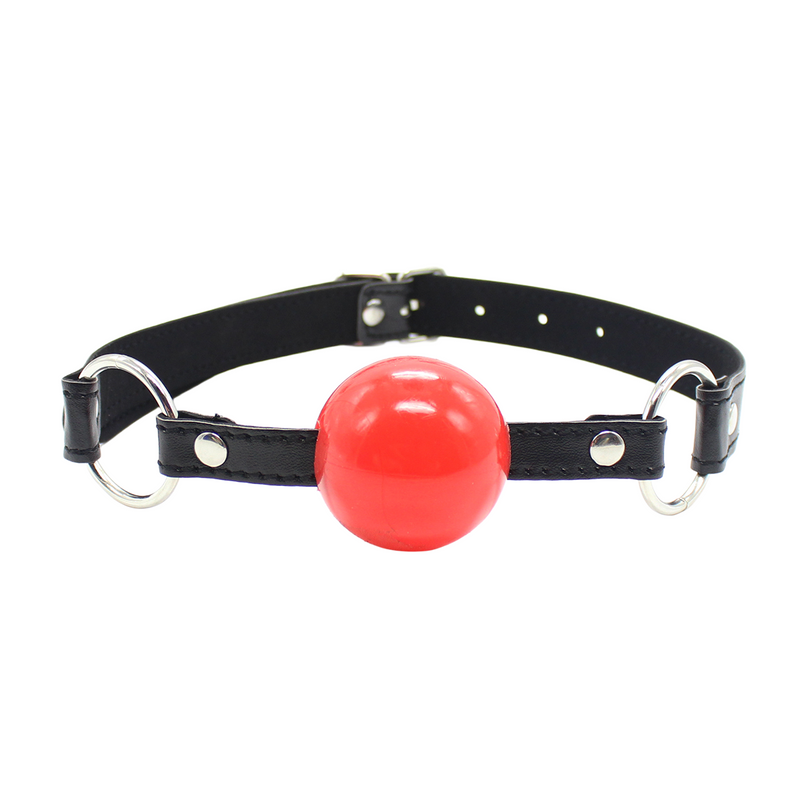 Smart Moves - Mordaza de bola - Bola de plástico - Correa de cuero PU - Negro/Rojo-Erotiekvoordeel.nl