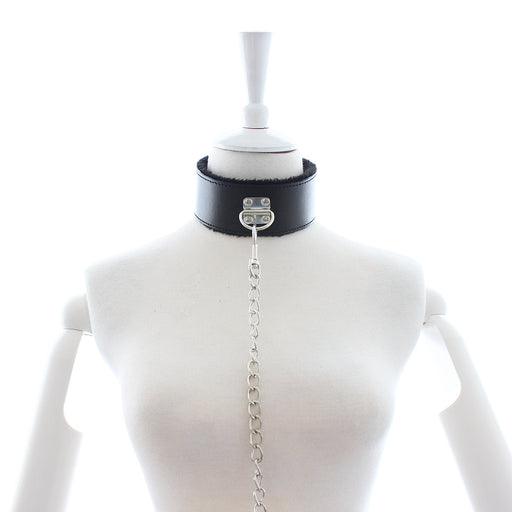 Smart Moves - Fur-Lined Collar with Leash - Black-Erotiekvoordeel.nl