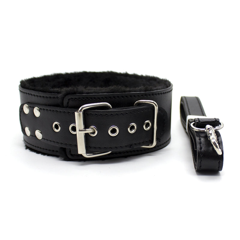 Smart Moves - Collar forrado de piel con correa - Negro-Erotiekvoordeel. nl