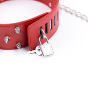 Smart Moves - Collare largo con punte - Guinzaglio incluso - Rosso-Erotiekvoordeel.nl