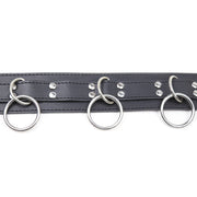 Smart Moves - Collar with Three Rings - Includes Leash - Black-Erotiekvoordeel.nl