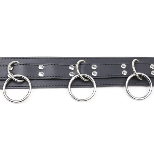 Smart Moves - Collar with Three Rings - Includes Leash - Black-Erotiekvoordeel.nl