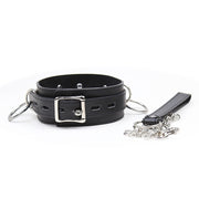 Smart Moves - Collar with Three Rings - Includes Leash - Black-Erotiekvoordeel.nl