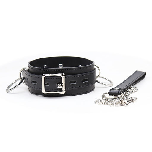 Smart Moves - Collar with Three Rings - Includes Leash - Black-Erotiekvoordeel.nl