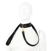 Smart Moves - Collar con correa - Herrajes metálicos dorados - Negro - Erotiekvoordeel.nl