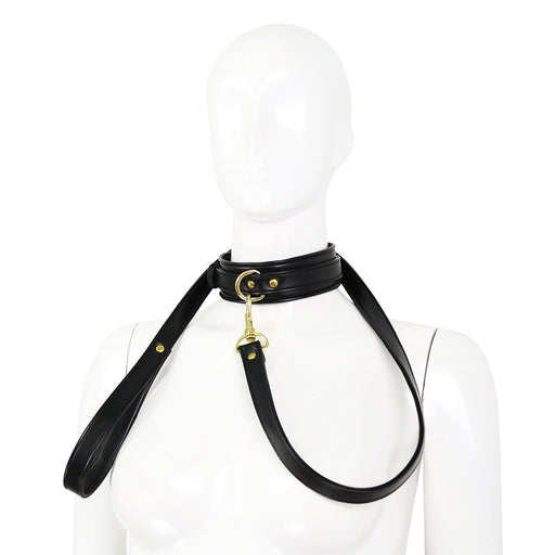 Smart Moves - Collar con correa - Herrajes metálicos dorados - Negro - Erotiekvoordeel.nl