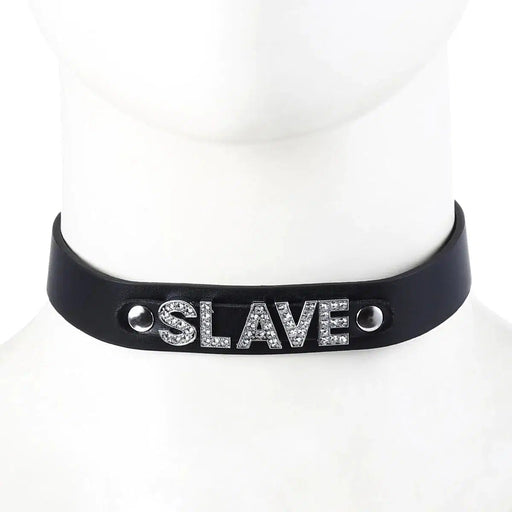 Smart Moves - Collar met Strass Letters SLAVE - Zwart-Erotiekvoordeel.nl