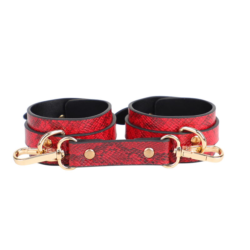 Smart Moves - Esposas - Estampado de serpiente - Cuero PU - Rojo - Erotiekvoordeel.nl
