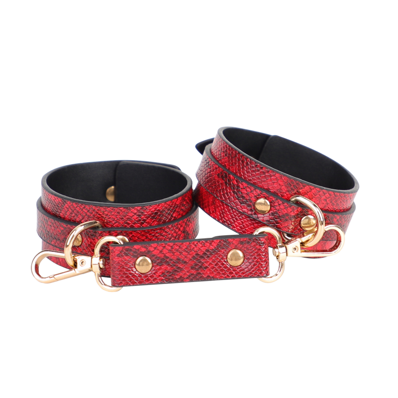 Smart Moves - Esposas - Estampado de serpiente - Cuero PU - Rojo - Erotiekvoordeel.nl