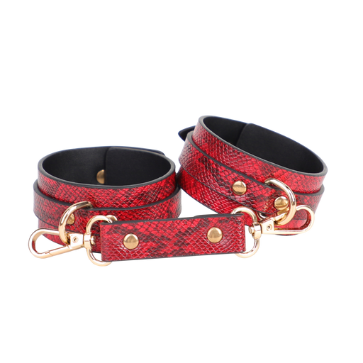 Smart Moves - Esposas - Estampado de serpiente - Cuero PU - Rojo - Erotiekvoordeel.nl