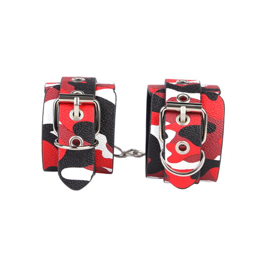 Smart Moves - Esposas con estampado de camuflaje - Cuero PU - Rojo/Negro/Blanco-Erotiekvoordeel.nl