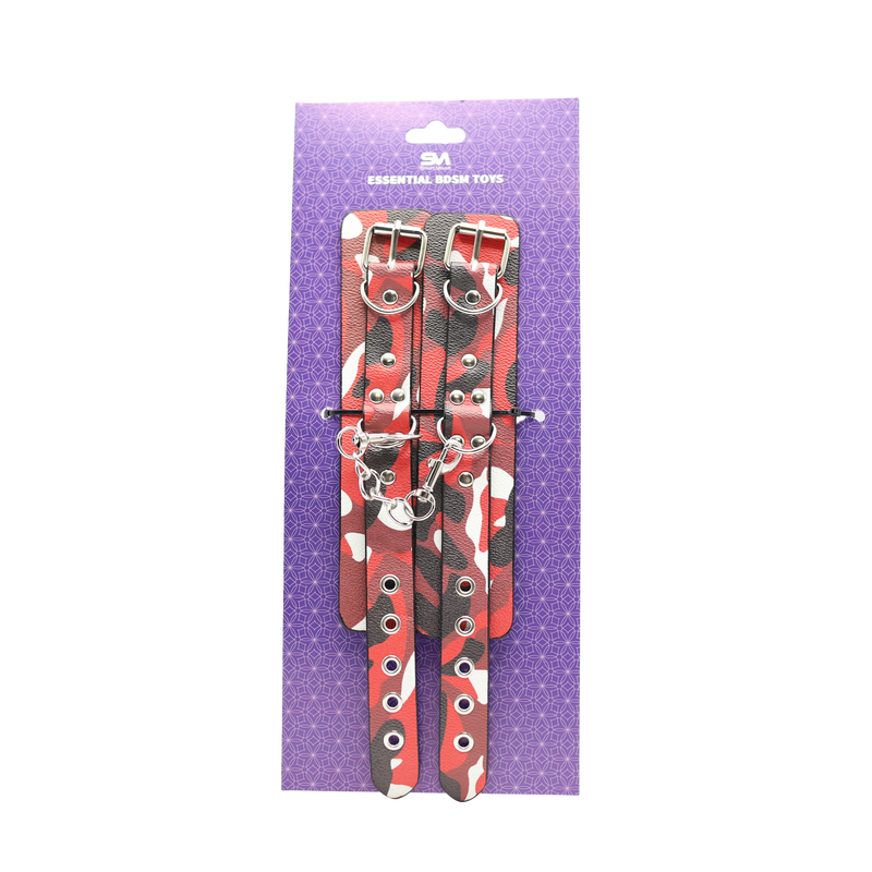 Smart Moves - Handschellen mit Camouflage-Print - PU-Leder - Rot/Schwarz/Weiß - Erotiekvoordeel.nl
