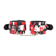 Smart Moves - Handschellen im Camouflage-Print - PU-Leder - Rot/Schwarz/Weiß - Erotiekvoordeel.nl