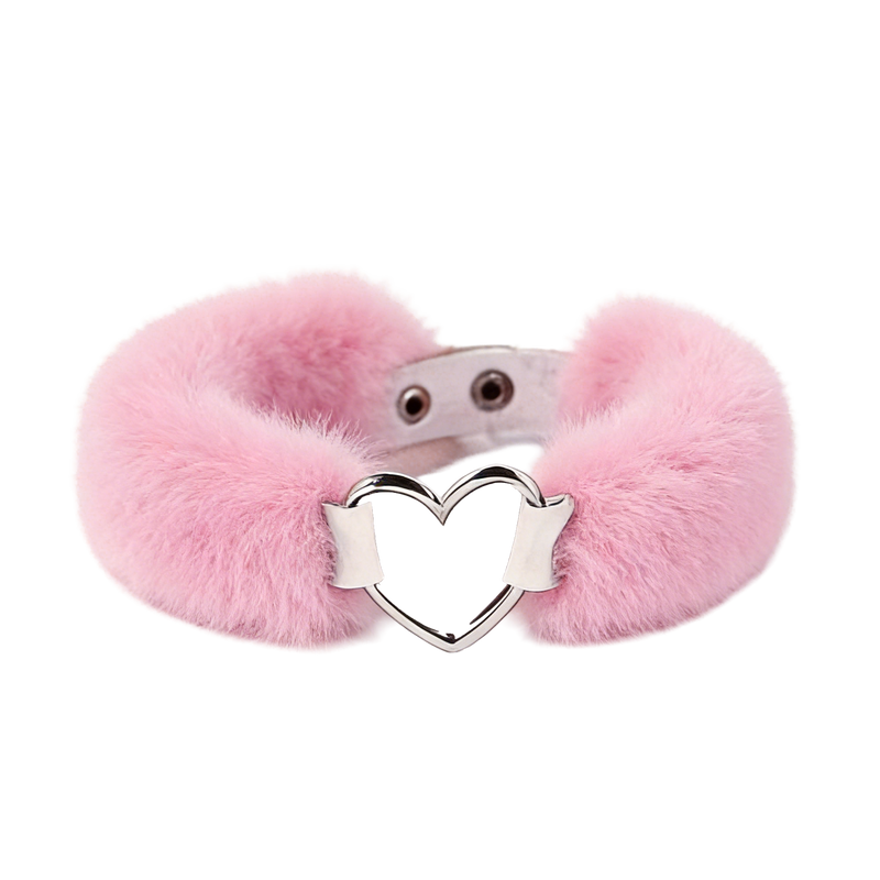 Smart Moves - Love Collar - Pelliccia sintetica - Anello a forma di cuore - Rosa-Erotiekvoordeel.nl