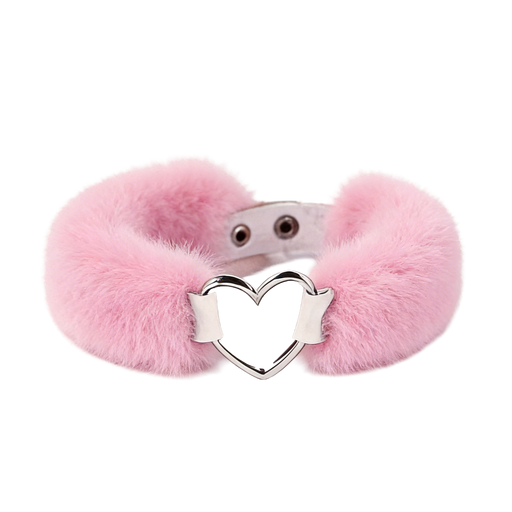 Smart Moves - Collar Love - Pelo sintético - Anilla en forma de corazón - Rosa-Erotiekvoordeel.nl