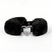 Smart Moves - Love Collar - Faux Fur - Heart-Shaped Ring - Black-Erotiekvoordeel.nl