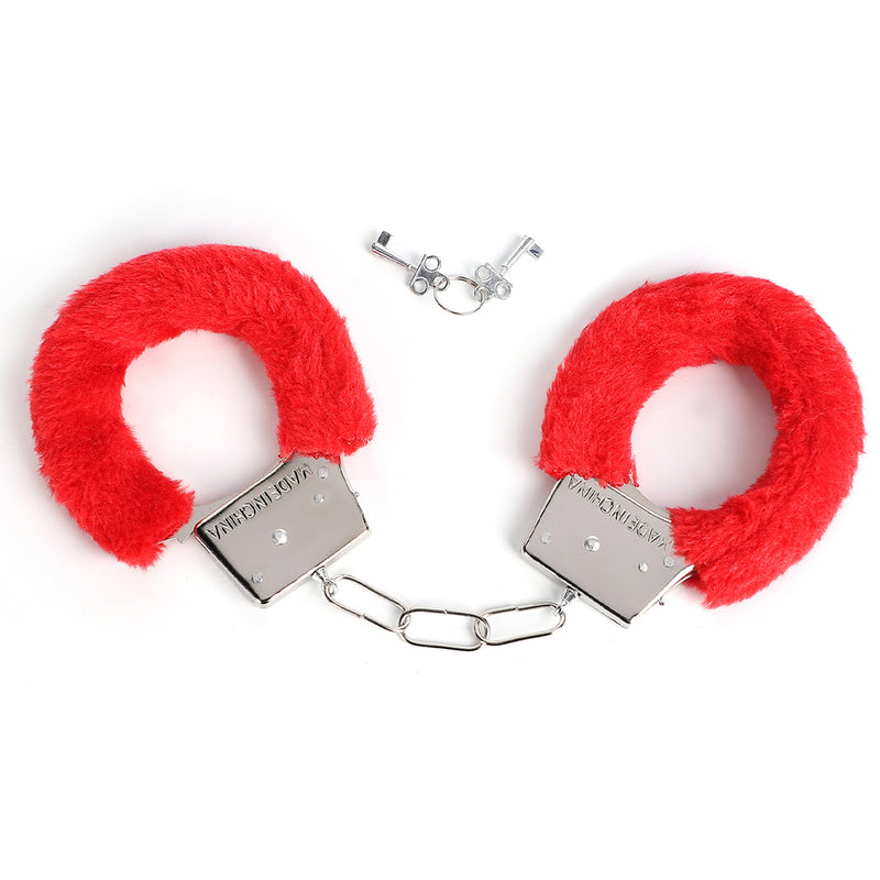 Smart Moves - Metal Handcuffs with Faux Fur - Red-Erotiekvoordeel.nl