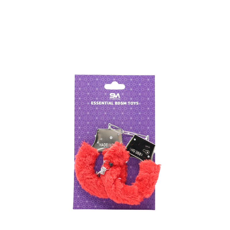 Smart Moves - Metal Handcuffs with Faux Fur - Red-Erotiekvoordeel.nl