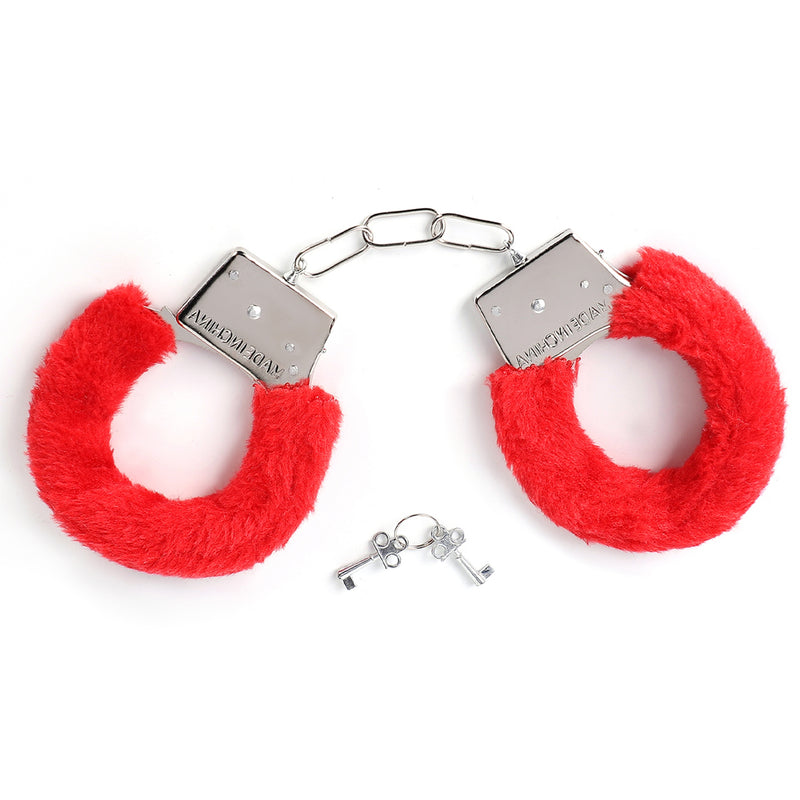 Smart Moves - Metal Handcuffs with Faux Fur - Red-Erotiekvoordeel.nl