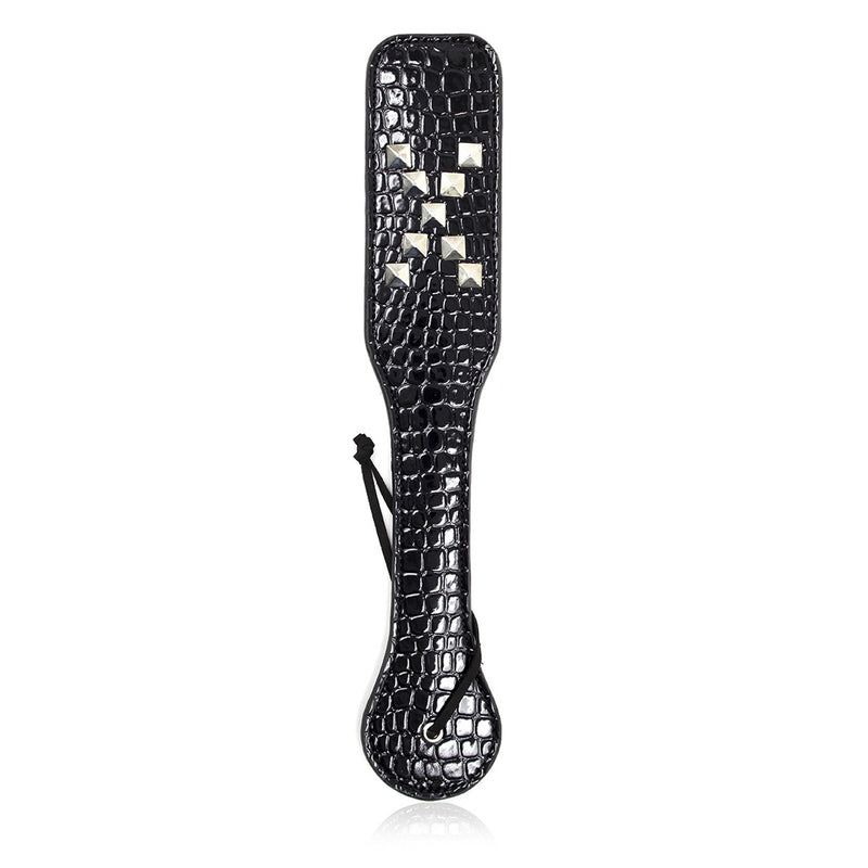 Smart Moves - Paddle en cuir verni - Avec clous - 32 cm - Noir-Erotiekvoordeel.nl