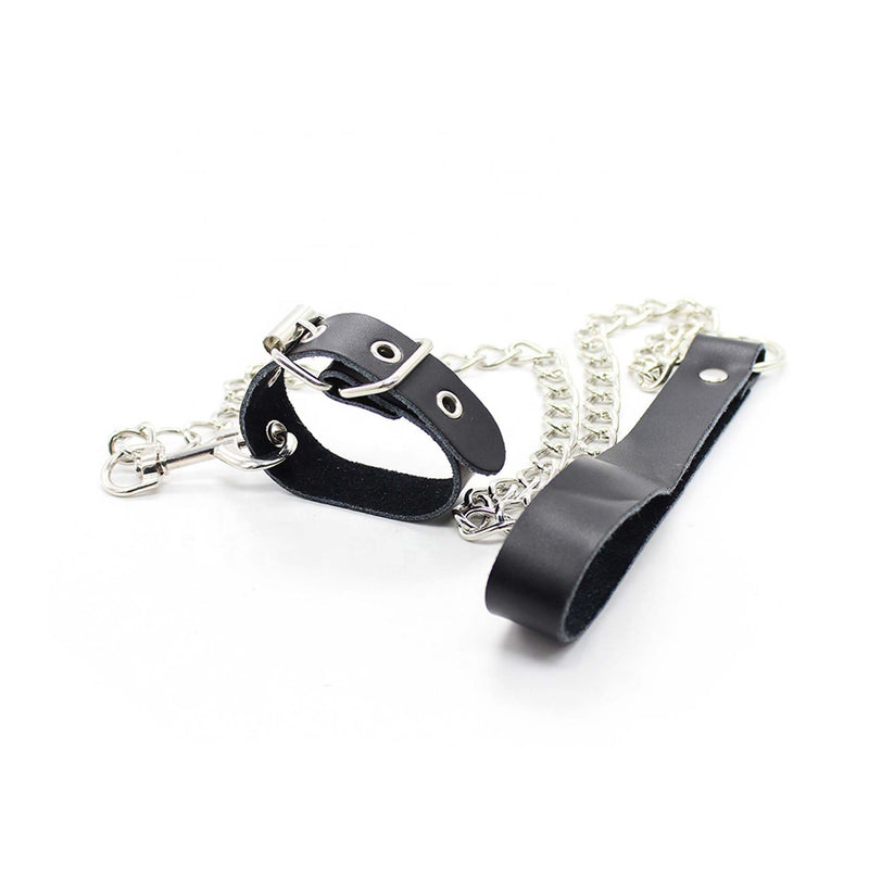 Smart Moves - Cinghia per pene con guinzaglio - Nero/Argento-Erotiekvoordeel. nl
