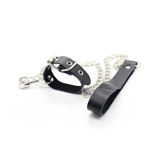 Smart Moves - Penis Strap met Leiband - Zwart/Zilver-Erotiekvoordeel.nl