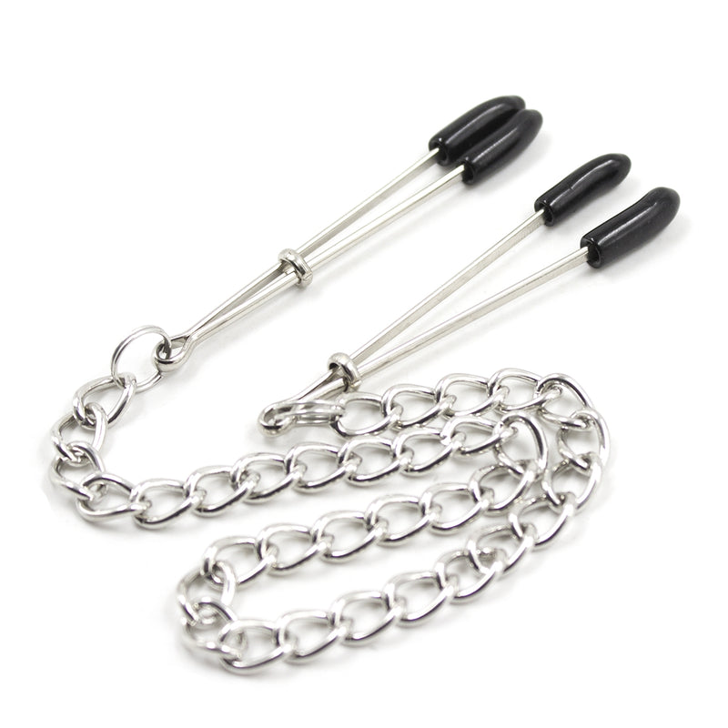 Smart Moves - Tweezer Nipple Clamps on Chain - Adjustable - Silver-Erotiekvoordeel.nl