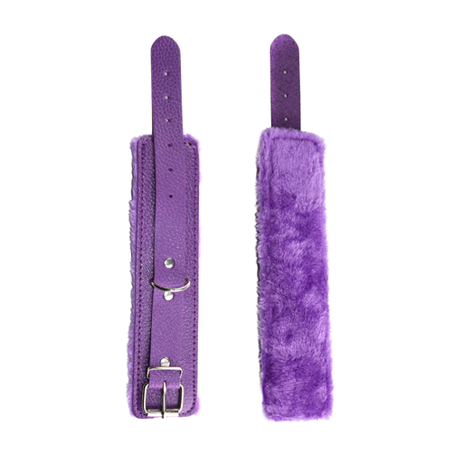 Smart Moves - Wrist Cuffs - Lined with Faux Fur - PU Leather - Purple-Erotiekvoordeel.nl