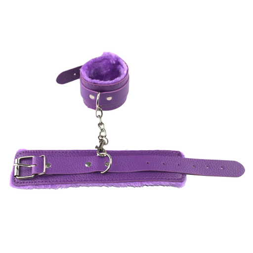 Smart Moves - Wrist Cuffs - Lined with Faux Fur - PU Leather - Purple-Erotiekvoordeel.nl