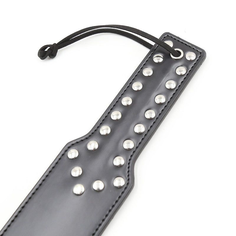 Smart Moves - Straight Paddle - Handle with Studs - PU Leather - Black-Erotiekvoordeel.nl