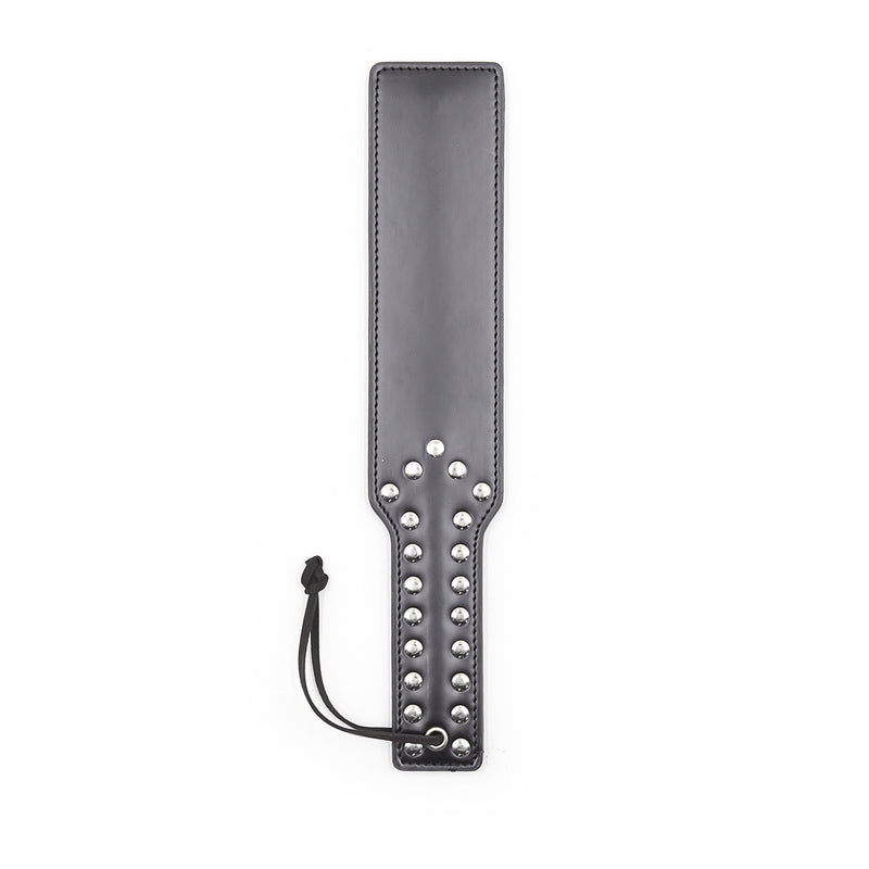 Smart Moves - Straight Paddle - Handle with Studs - PU Leather - Black-Erotiekvoordeel.nl