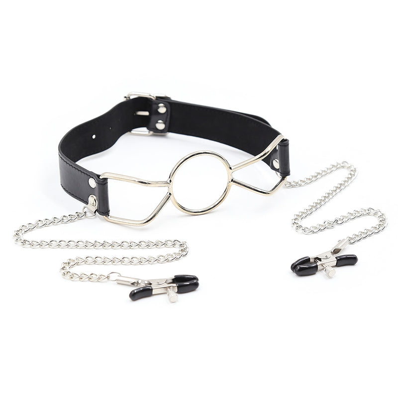 Smart Moves - Ring Gag with Nipple Clamps - Erotiekvoordeel.nl